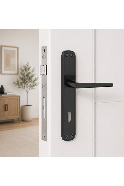 İSTANBUL DOOR HANDLES Tokyo Mat Siyah Aynalı Oda Kapı Kolu 1 Takım