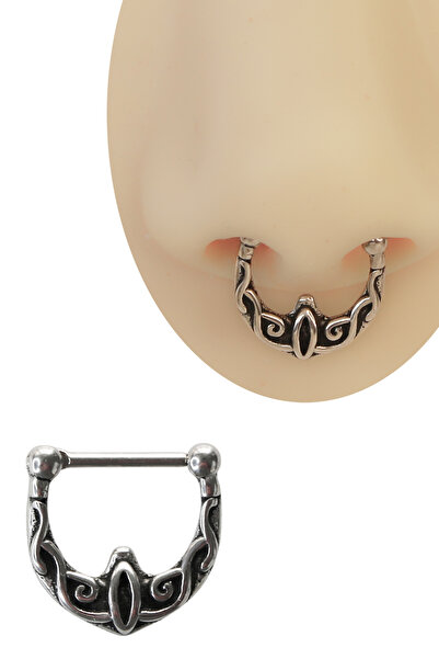 Cadının Dükkanı 316L Çelik Oymalı Mistik Septum Piercing | Şık Detaylı Vintag...