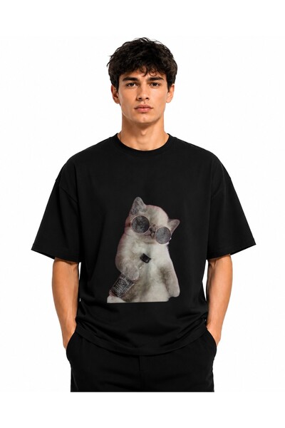 Inscriptie Tricou Unisex Bumbac Premium Casual " Jack Daniel's & Cat "