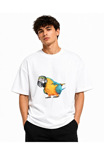 Inscriptie Tricou Unisex Bumbac Premium Casual " Papagali cu casti "