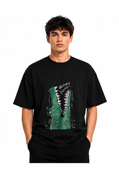 Inscriptie Ουνισέξ Βαμβακερό T-Shirt Υψηλής Ποιότητας  "Στόμα Κροκόδειλου "
