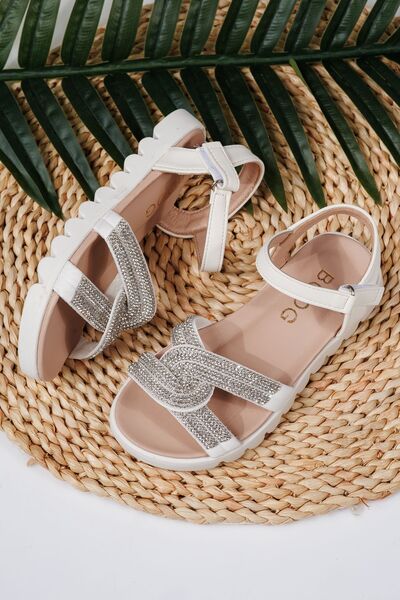 Zaira Sandale fete albe din piele ecologica Keira2 #21745 - 36
