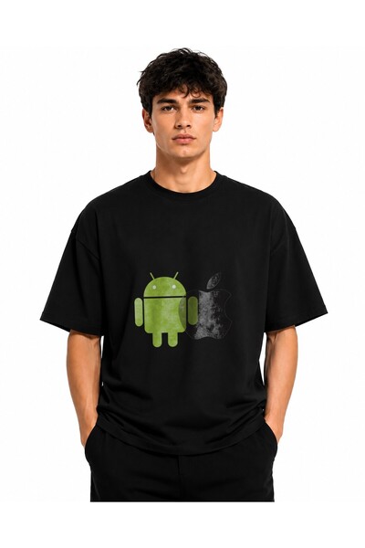 Inscriptie Unisex Premium Cotton Casual T-Shirt "IOS and Android logo"