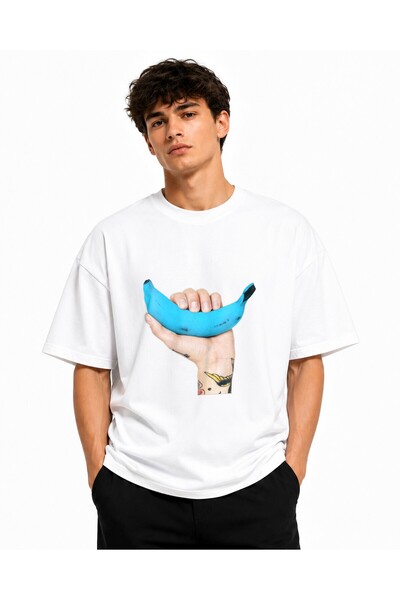 Inscriptie Tricou Unisex Bumbac Premium Casual " Banana albastra "