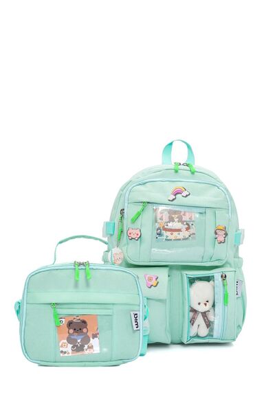 Wia Kawaii Korean Style Primary School and Lunch Box with Teddy Bear