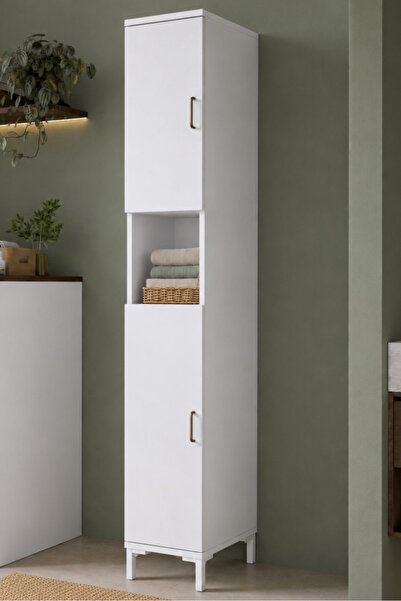 Rani Mobilya Rani KC113 Banyo Dolabı 2 Kapaklı 5 Raflı Çok Amaçlı Dolap Beyaz
