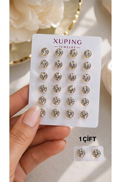 XUPING JEWELRY Xuping Paslanmaz Kararmaz Tek Taş XP Damgalı Küpe 1 Çift Gönde...