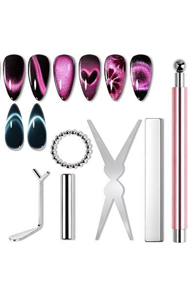 Choice3 Pink-Set LINMANDA Cat Eye Nail Magnet Single Double Head Rod Multi Sh...