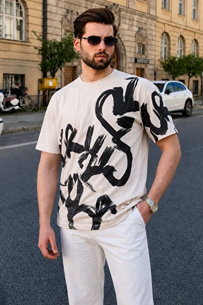 Madmext Tricou cu model bej pentru bărbați 5811