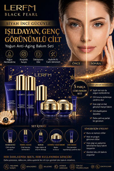 Mas Lord Black Pearl Kore Cilt Bakım Seti | Yoğun Nemlendirme, Anti-Aging & A...