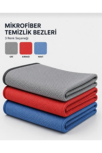elfnur (3 ADET) Cam Ve Ayna Bezi Mikrofiber Genel Temizlik Bezi 40*40 Cm