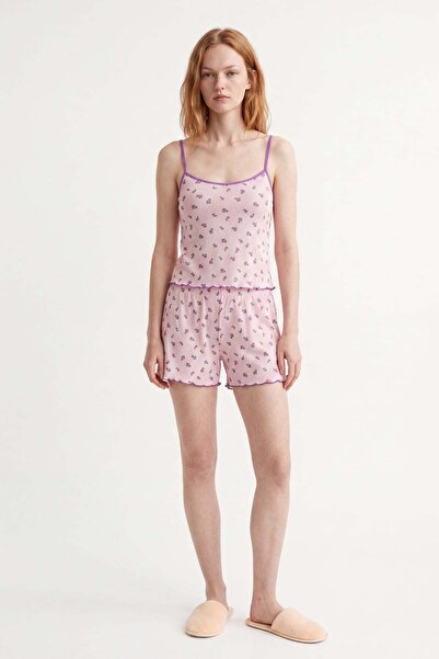 HAKKE Cares Crispy Flower Pattern Strap Shorts Set