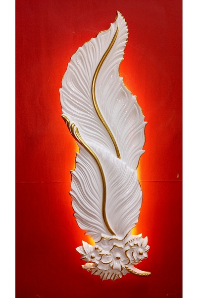 ASZEN Beyaz Gold Geçişli Çiçekli Yaprak LED Duvar Apliği 62x20 cm – 3 Renk LE...