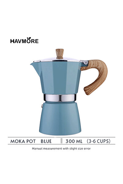 Choice 300ML-Blue 150ml/300ml Vintage Wooden Handle Espresso Maker Moka Pot C...