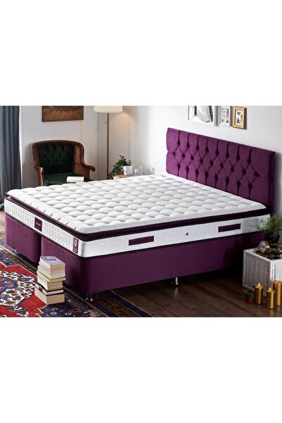 Niron Yatak Purple Yatak Seti Çift Kişilik Yatak Baza Başlık Takımı, Orta Ser...