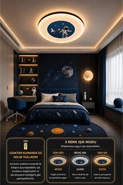 Modavize Astronot 50'LİK Modern Tasarım Uzaktan Kumandalı Dimmerli Gece Modlu...
