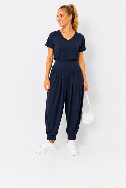 BeyzaBayram Women's Lycra Modal Shalwar Set, Comfortable Cut, Two-Piece Top and Bottom Set, Summer Loose Casual Combination
