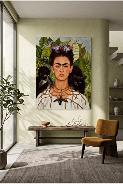 Artease Frida Kahlo Dikenli Kolye ve Sinekkuşu (1940) Kanvas Tablo
