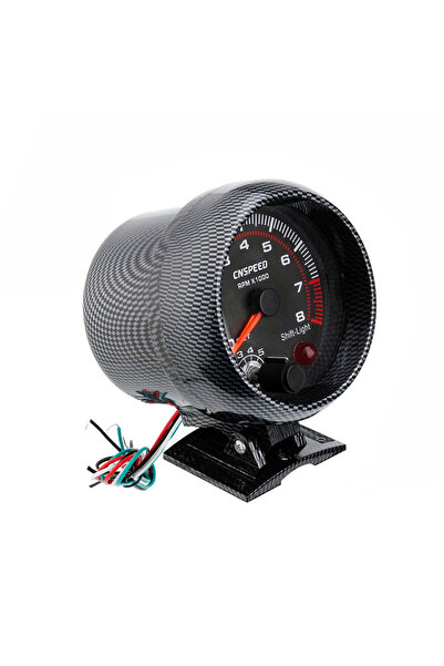 Choice1 Carbon fiber white 12V Tachometer Gauge 3.75'' Car Universal Black Ta...