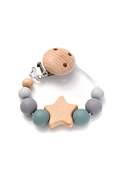 Choice5 Color 3 New Baby Pacifier Chain Clips Wood Pentagram Teether Silicone...