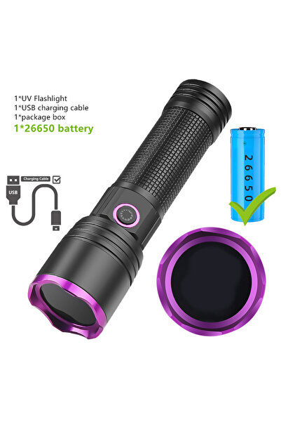 Choice Lithium ion black with 26650 Powerful 80W UV LED Flashlight 365nm Port...
