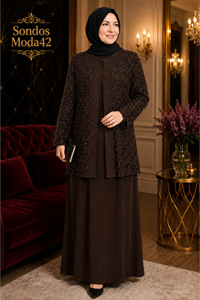 Sondos Moda42 Hesna Large Size Stone Embellished Jacket Stylish Mother Evenin...