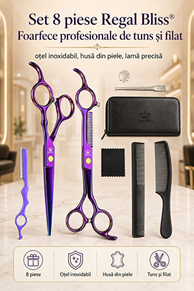Regal Bliss Foarfece profesionale de tuns si filat, ®, pentru frizerie,14 cm,...
