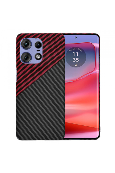 Motorola Husa pentru Edge 50 Pro, Techsuit, Carbonite FiberShell, Neagra Rosie