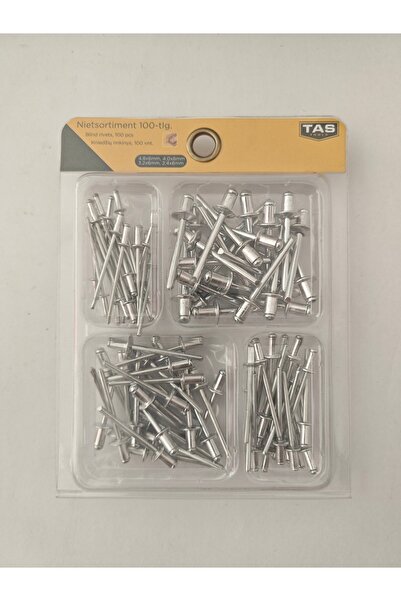 TAS Tools Pop Perçin (Kör Perçin) Seti (4.8x6mm, 4.0x6mm, 3.2x6mm ve 2.4x6mm)...