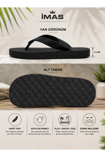 İmasSportWear Unisex Flip Flops Beach Pool Sea Summer Casual Slippers Black