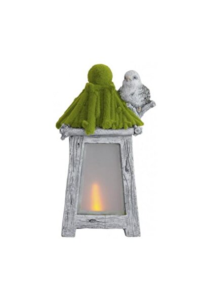 Solplant Decoratiune gradina, ceramica, lampa solara, felinar cu pasare, 26x2...
