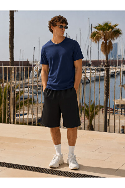 DAMGA JEANS تي شيرت رجالي من Trend برقبة دائرية مريح وعصري باللون الأزرق الداكن