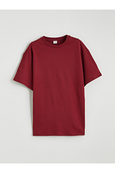 LC Waikiki Two Mt Shop Quality Lcw Kids Burgundy Oversize Basic Girls' T-Shirt
