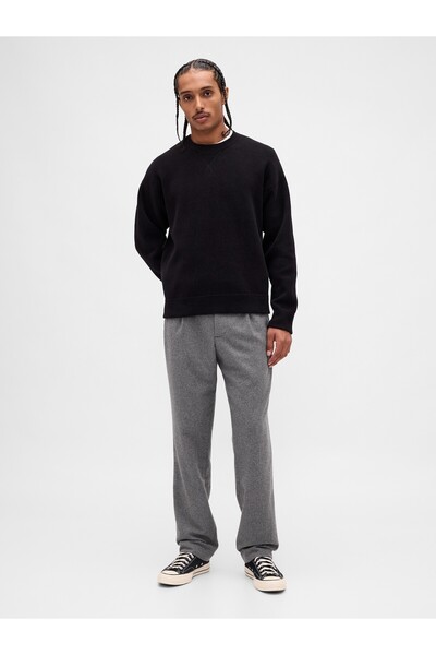 GAP Erkek Gri Yün Karışımlı Relaxed Straight Pantolon