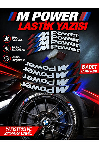 ASTUNİNG mpower lastik yazısı 8adet ebat 2.5cm 37cm