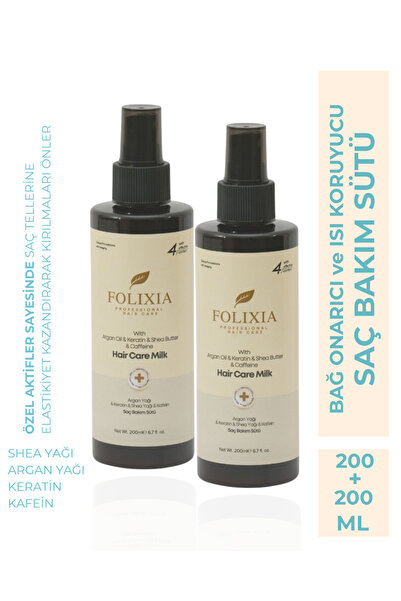 Folixia Onarıcı Saç Sütü Argan Keratin Shea Yağı İçeren Isı Koruyucu Saç Bakı...