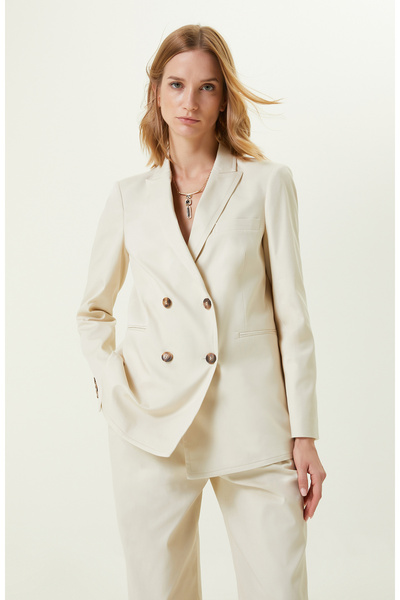 Network Taş Rengi Kruvaze Blazer Ceket