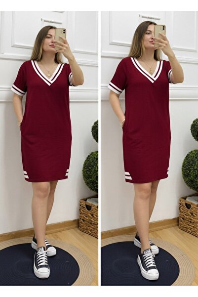Kokosh moda فستان نسائي قصير الأكمام ورقبة على شكل حرف V وجيب مضلع من الفسكوز