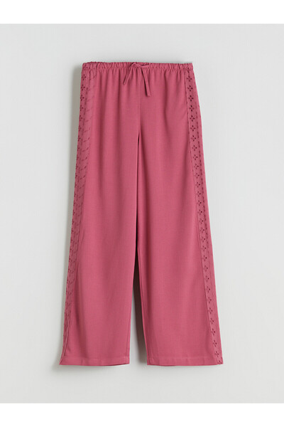 LC Waikiki Lcw Kids Pink Patterned Girl's Pants with Elastic Waist with Nevav...
