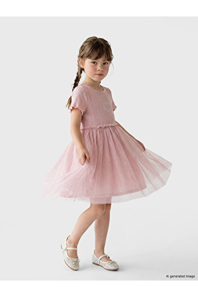 LC Waikiki Nevavm Oval Collar Stoned Girl's Tutu Dress with a Difference