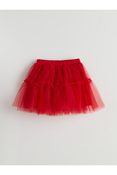 LC Waikiki Two Mt Shop Quality Lcw Kids Red Lace Plain Short Girls Skirt