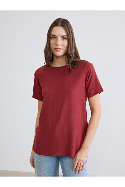 LC Waikiki Original Oval Collar Ribbed Women's T-Shirt