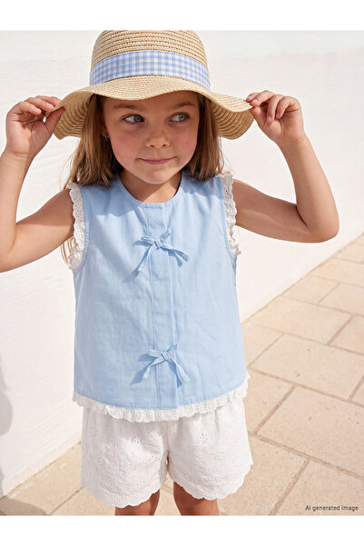 LC Waikiki Trendlucky Girls' Blouse with Bow Detail