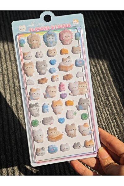 Choice3 Blue Kawaii 3D Relief Fluffy Animal Flocked Stickers for Scrapbooking...