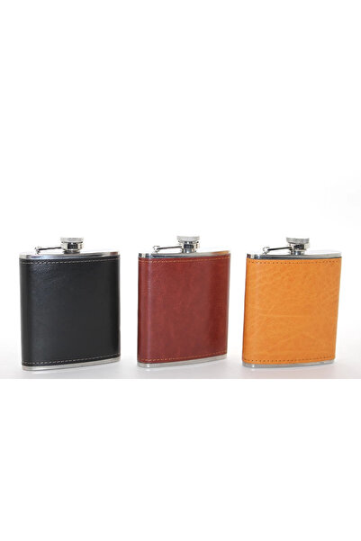 OSKA GLOBAL Stainless Steel Single 7 oz Flask with Leather Cover Alk2660