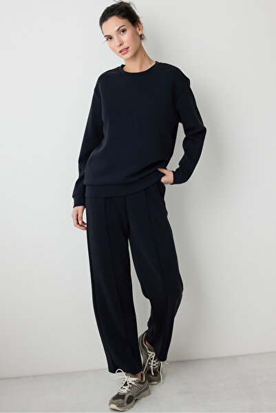 Penti Siyah Bisiklet Yaka Loose Fit Modal Sweatshirt
