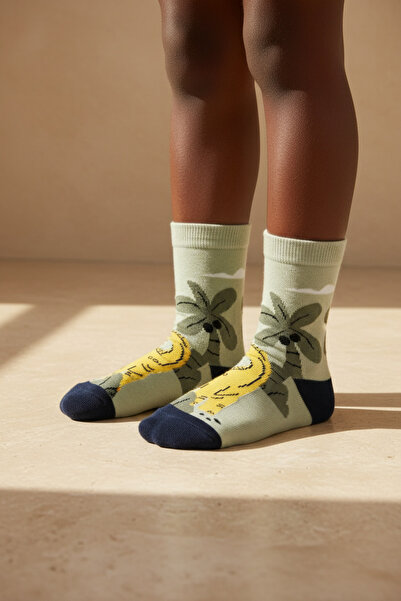 Katia&Bony Dinosaur Patterned Light Green Children's Socks