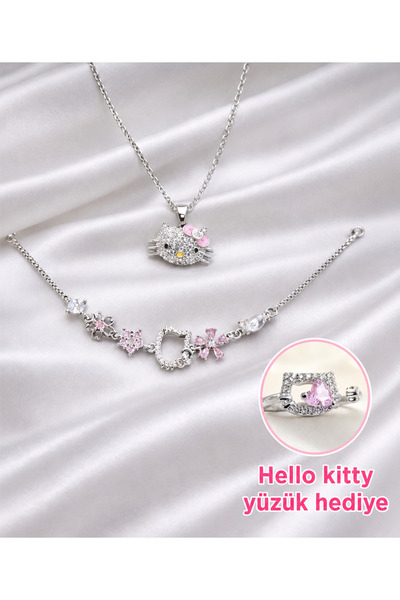shop HELLO KITTY KOLYE BİLEKLİK SETİ ÇELİK