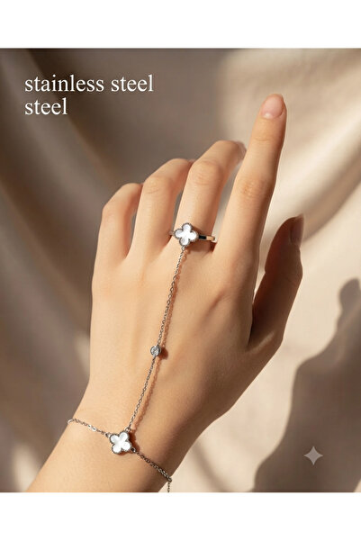 stainless steell White Stone Motif Steel Shahmeran - Transparent with Chain
