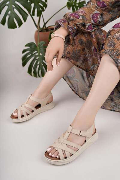 Nesil Shoes Bell 25159 Beige Anatomical Women's Sandals